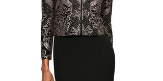 Alex Evenings Womne's Long Sleeve Maxi Sheath Dress Black-Size 8 Petite