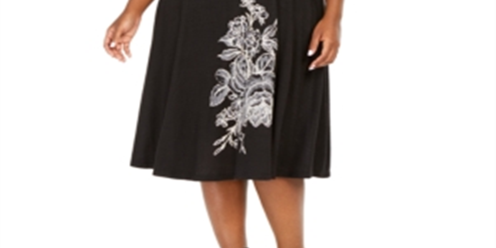 Vestido MIDI de manga comprida feminino Robbie Bee, preto, tamanho 3X