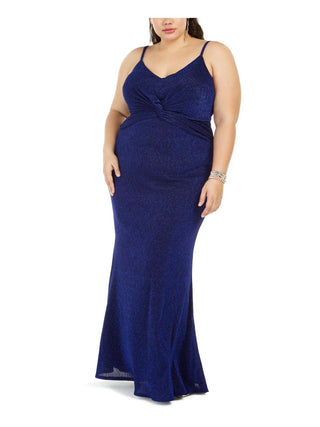 Vestido formal feminino City Studios PlusTwist Front metálico azul tamanho 24W