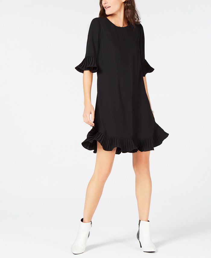 Vestido feminino Alfani com babados e acabamento plissado, preto, tamanho 10, pequeno