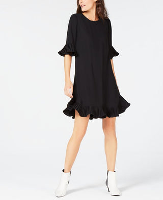 Vestido feminino Alfani com babados e acabamento plissado, preto, tamanho 10, pequeno