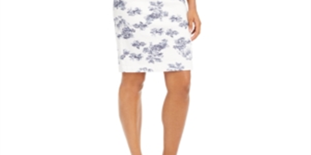Vestido jeans estampado feminino INC International Concepts, branco, tamanho 16