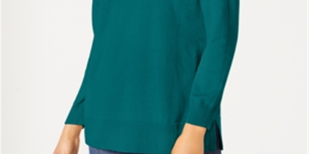 Karen Scott Suéter Feminino de Algodão com Zíper e Gola Verde Tamanho X-G