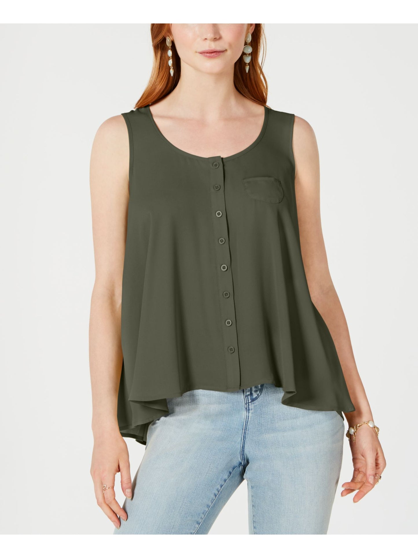 Blusa sem mangas feminina Style &amp; Co, top coquetel, verde, tamanho extragrande