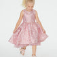 Vestido brocado justo e evasê para meninas, tamanho 5, rosa, da Rare Editions