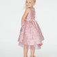 Vestido brocado justo e evasê para meninas, tamanho 5, rosa, da Rare Editions