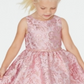 Vestido brocado justo e evasê para meninas, tamanho 5, rosa, da Rare Editions