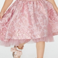 Vestido brocado justo e evasê para meninas, tamanho 5, rosa, da Rare Editions