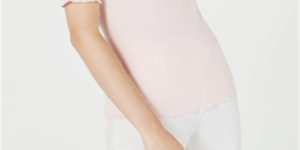 Blusa feminina Maison Jules com decote redondo e manga cotovelo, rosa, tamanho extragrande