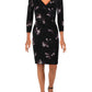 Vestido midi com estampa floral franzida Andee Misty da Ralph Lauren, feminino, preto, tamanho 12