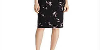 Vestido midi com estampa floral franzida Andee Misty da Ralph Lauren, feminino, preto, tamanho 12