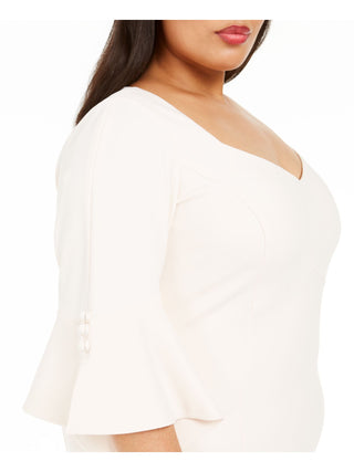 Vestido tubinho Calvin Klein feminino plus size com manga sino, rosa, tamanho 14W