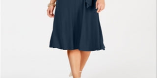 Vestido midi com cinto feminino Charter Club, azul, tamanho pequeno GG