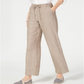 Calça feminina Charter Club de linho com cordão na cintura, marrom, tamanho XX-G