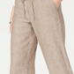 Calça feminina Charter Club de linho com cordão na cintura, marrom, tamanho XX-G