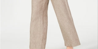 Calça feminina Charter Club de linho com cordão na cintura, marrom, tamanho XX-G