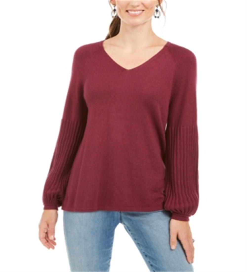 Suéter túnica feminino estilo &amp; co com manga bispo, roxo, tamanho pequeno P