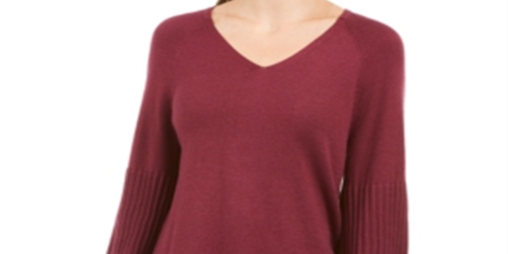 Suéter túnica feminino estilo &amp; co com manga bispo, roxo, tamanho pequeno P