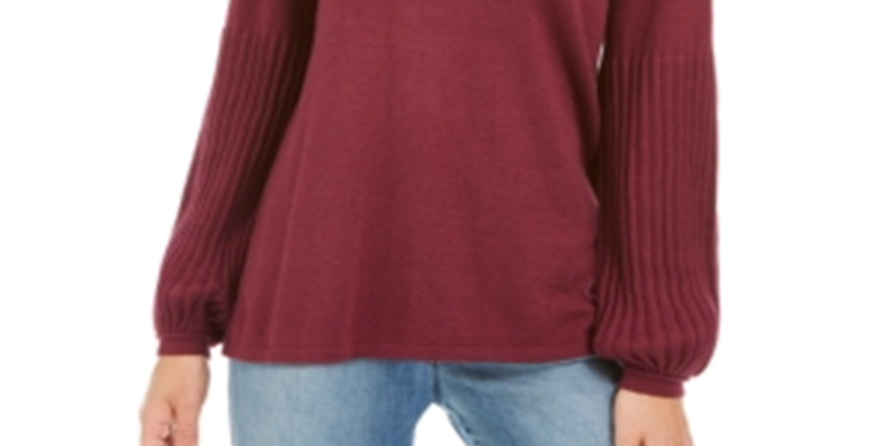 Suéter túnica feminino estilo &amp; co com manga bispo, roxo, tamanho pequeno P
