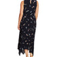 Vestido plissado com decote falso e botões românticos sem mangas Vince Camuto, tamanho 14, azul