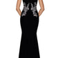 Vestido feminino Xscape de veludo com bordado floral, preto, tamanho 10