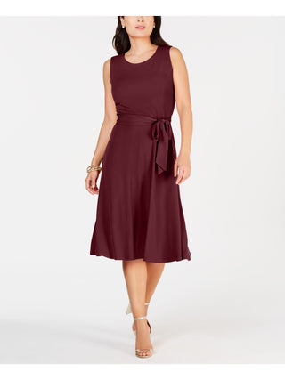 Vestido midi feminino Charter Club com amarração na cintura, tamanho grande, vermelho