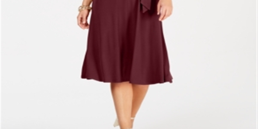Vestido midi feminino Charter Club com amarração na cintura, tamanho grande, vermelho