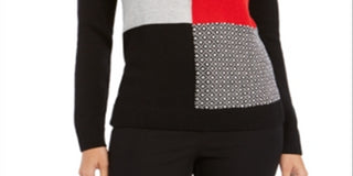 Suéter feminino patchwork Charter Club preto tamanho pequeno grande