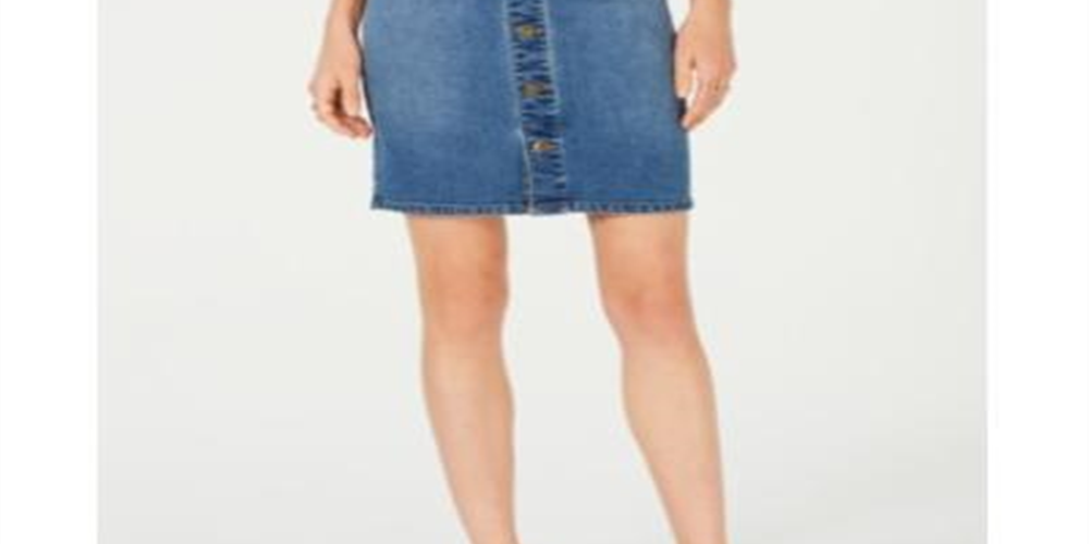 Saia jeans feminina com botões frontais Style &amp; Co, azul, tamanho 14