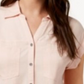 Blusa plissada com mangas e punhos Style &amp; Co feminina, rosa, tamanho médio