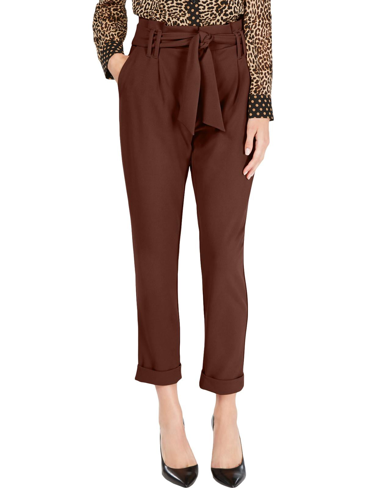 Calça feminina afunilada Paperbag da INC International Concepts, marrom, tamanho 14