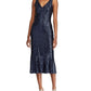 Vestido midi com babados e lantejoulas Bezzie Ralph Lauren feminino, azul, tamanho 12