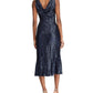 Vestido midi com babados e lantejoulas Bezzie Ralph Lauren feminino, azul, tamanho 12