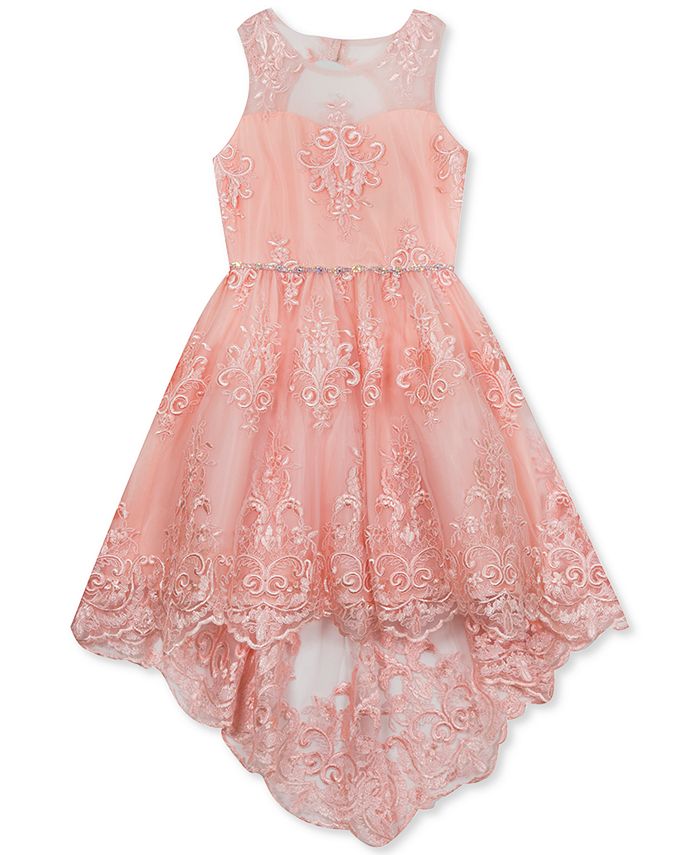 Vestido ilusão de renda para meninas grandes, edições raras, rosa, tamanho 14