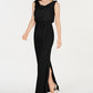 Vestido de festa longo, sem mangas, com decote canoa, preto, tamanho 18, da Adrianna Papell