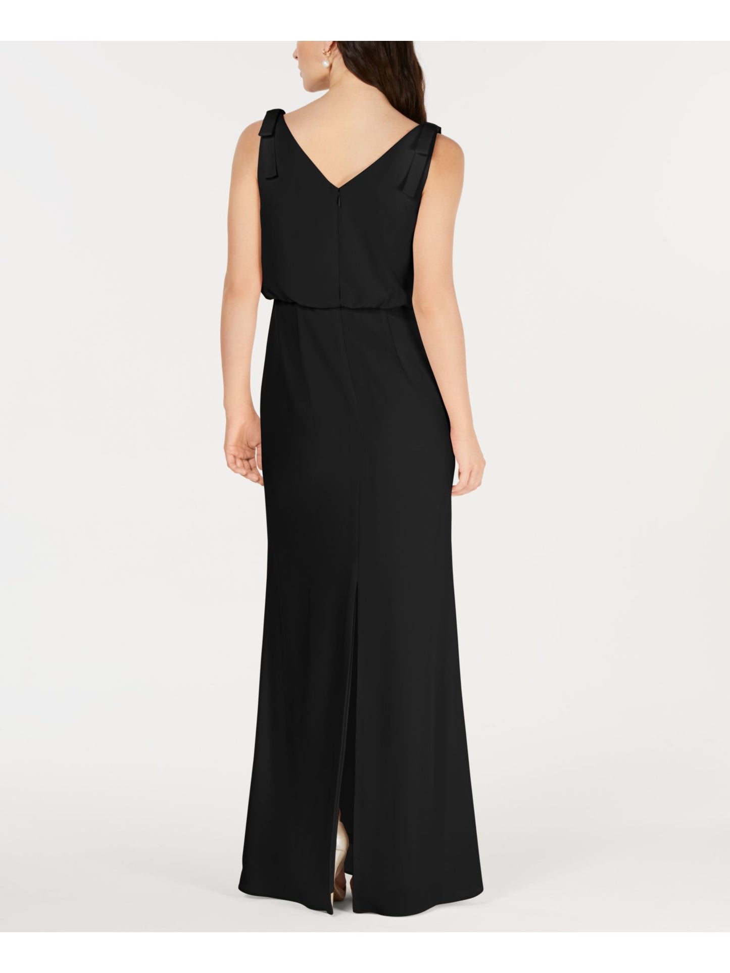 Vestido de festa longo, sem mangas, com decote canoa, preto, tamanho 18, da Adrianna Papell