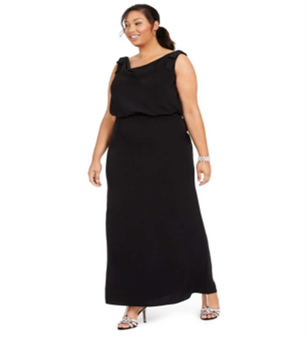 Vestido de festa longo, sem mangas, com decote canoa, preto, tamanho 18, da Adrianna Papell