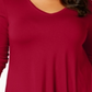 JM Collection Top feminino plus size com bainha em lenço, vermelho, tamanho 1X