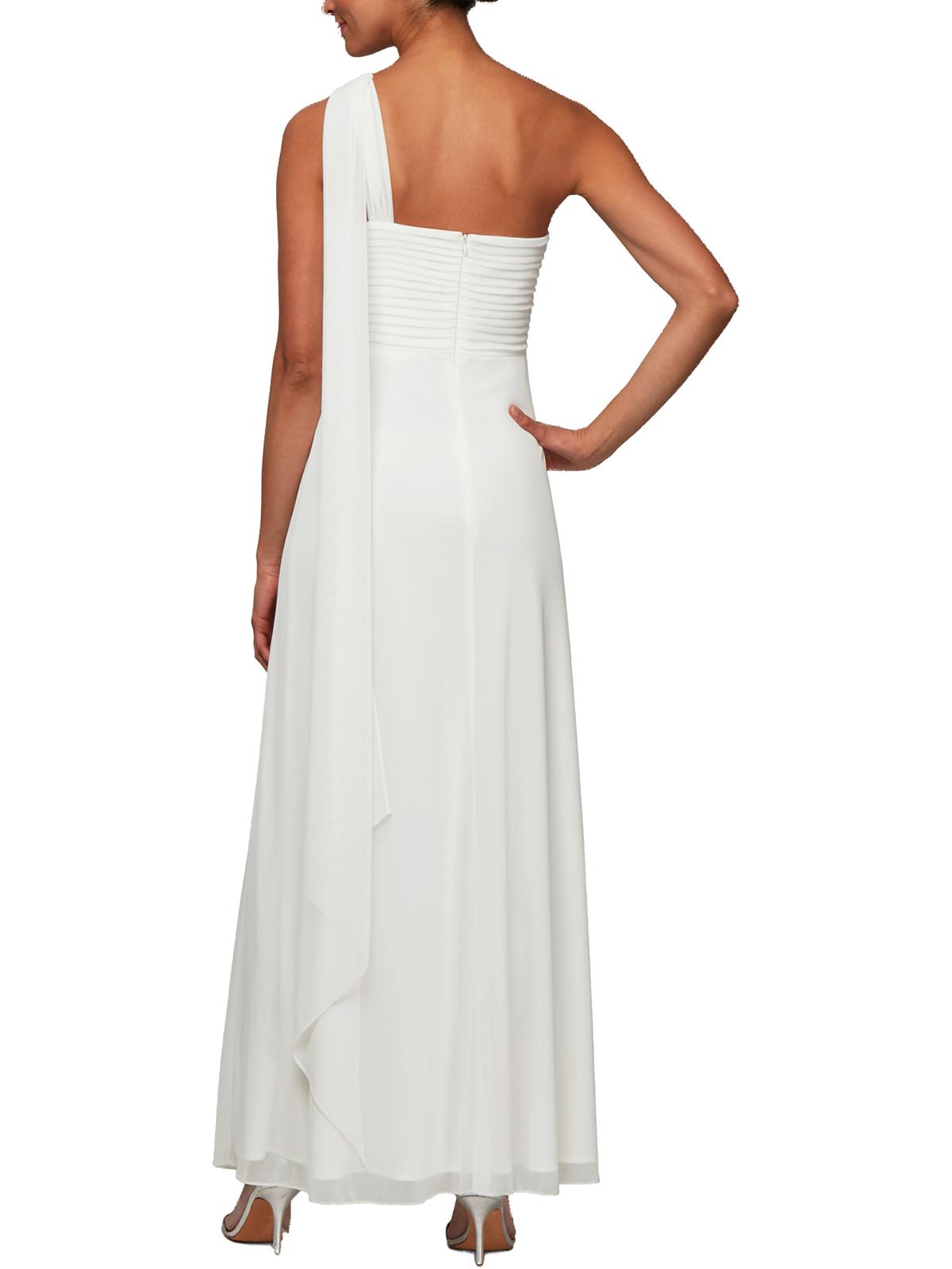 Vestido de noite feminino Alex Evenings, plissado, de um ombro, branco, tamanho 10