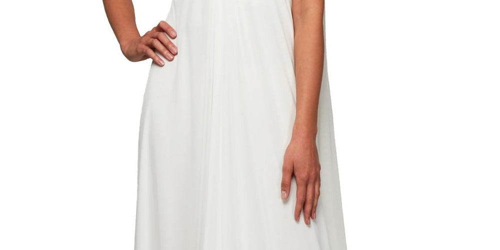 Vestido de noite feminino Alex Evenings, plissado, de um ombro, branco, tamanho 10