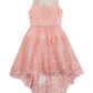Vestido ilusão de renda para meninas grandes, edições raras, rosa, tamanho 12