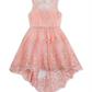 Vestido ilusão de renda para meninas grandes, edições raras, rosa, tamanho 10