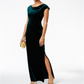 Vestido feminino Vince Camuto de veludo com recorte nas costas, verde, tamanho 4