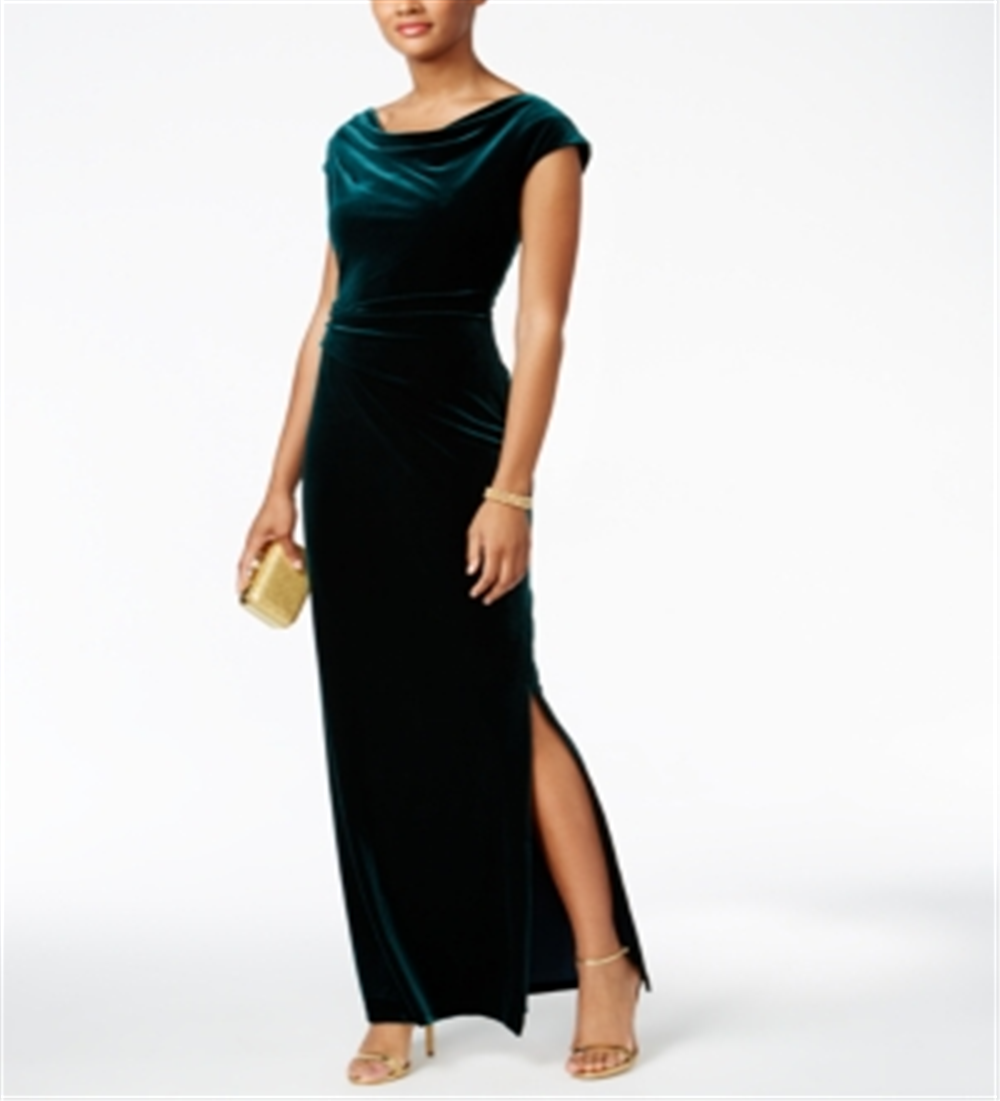 Vestido feminino Vince Camuto de veludo com recorte nas costas, verde, tamanho 4