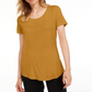 Camiseta feminina Maison Jules com decote redondo, amarela, tamanho extragrande