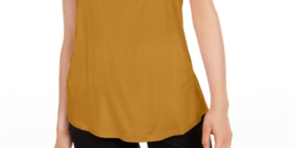 Camiseta feminina Maison Jules com decote redondo, amarela, tamanho extragrande