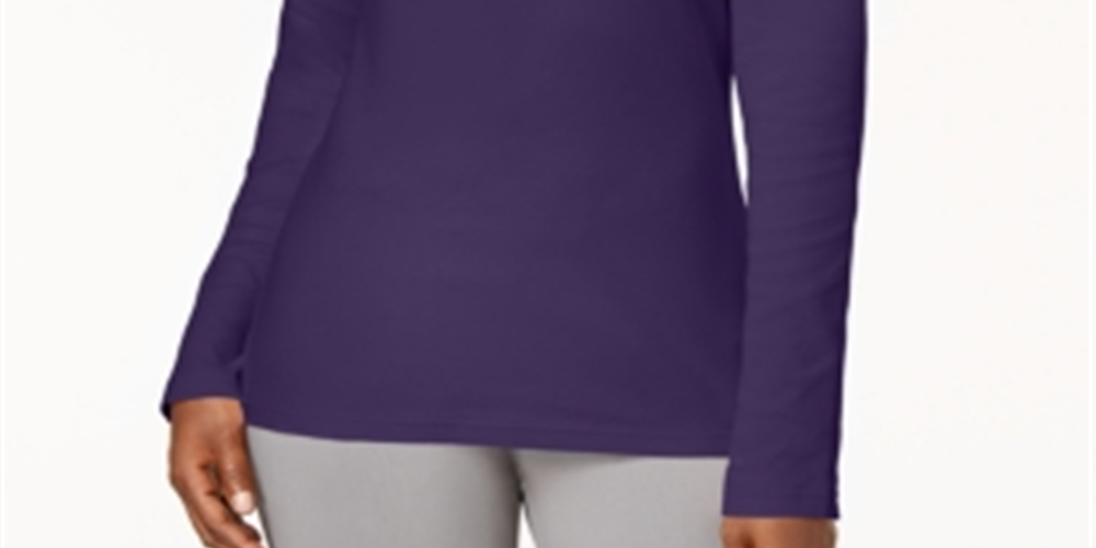 Karen Scott Blusa de gola alta feminina de algodão, roxa, tamanho XX-G
