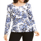 Blusa feminina Karen Scott com estampa floral abstrata, preta, tamanho X-S
