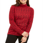 Karen Scott - Blusa feminina de gola alta estampada Fair Isle, vermelha, tamanho X-S