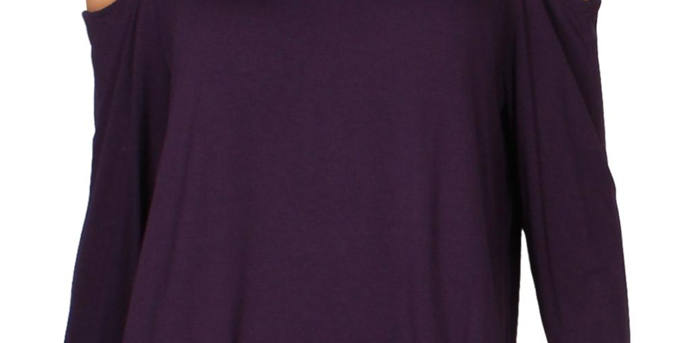 JM Collection Túnica Feminina Plus Size Roxa Ombro Frio Manga 3/4 Tamanho Grande